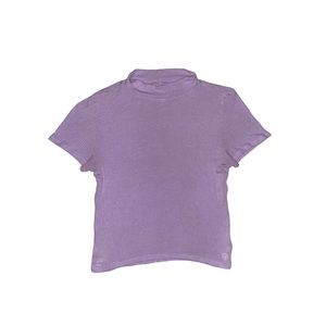 American Eagle Lilac Mock Neck Ribbed Shirt